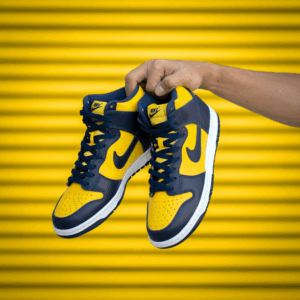 Nike Dunk High Retro “Michigan” Sneakers – Varsity Maize & Midnight Navy